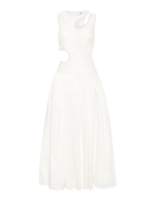 Aje. Jolie Abstract Cut Out Midi Dress white