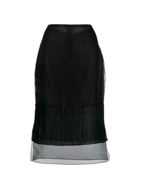 layered semi-sheer silk skirt