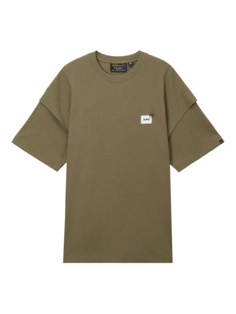 ALPHA INDUSTRIES double-layered waffle-knit T-shirt