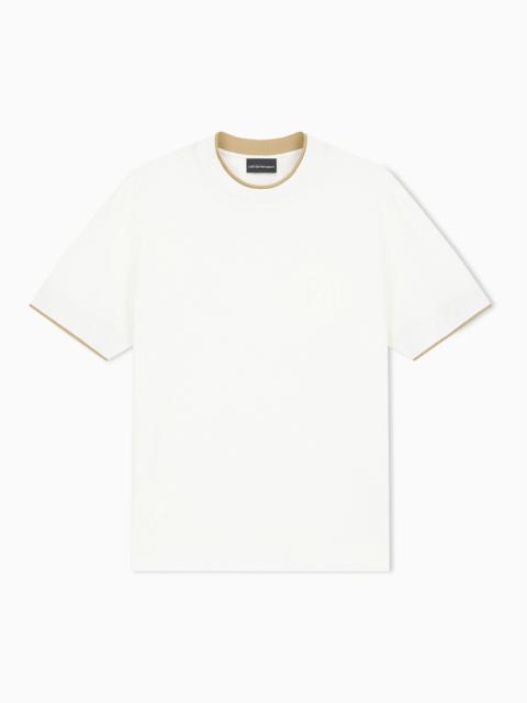 EMPORIO ARMANI T-SHIRT IN LYOCELL BLEND JERSEY WITH EMBOSSED EA LOGO