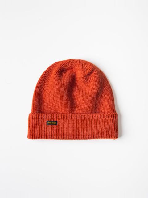 Iron Heart IHG-080-ORA 100% WOOL RIBBED BEANIE - ORANGE