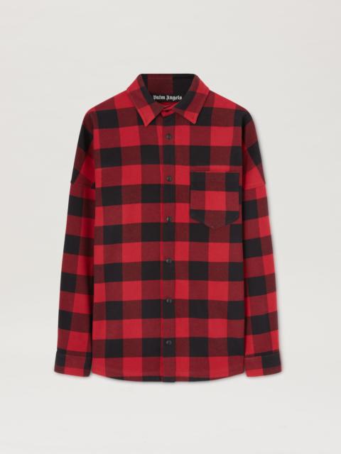 logo-print plaid-check shirt