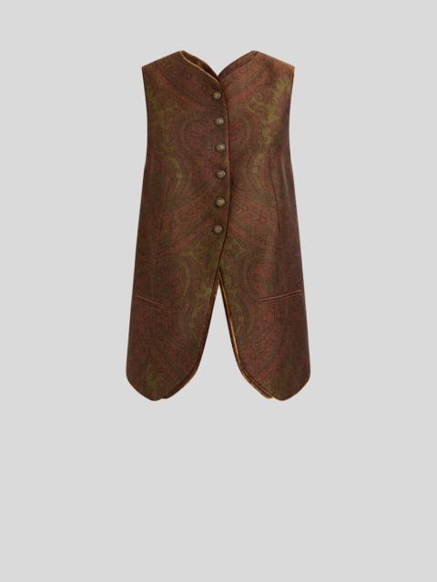 Etro WOOL-BLEND JACQUARD WAISTCOAT WITH PAISLEY MOTIF