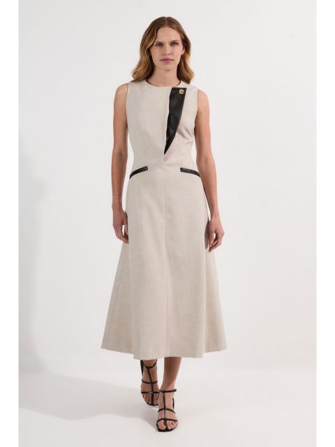 KAREN MILLEN Petite Tailored Marl Contrast Tipped Full Skirted Maxi Dress