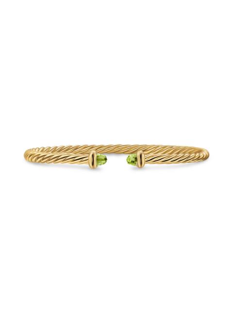 DAVID YURMAN Women's Micro Cablespira Flex Teen Bracelet in 18K Yellow Gold - Peridot