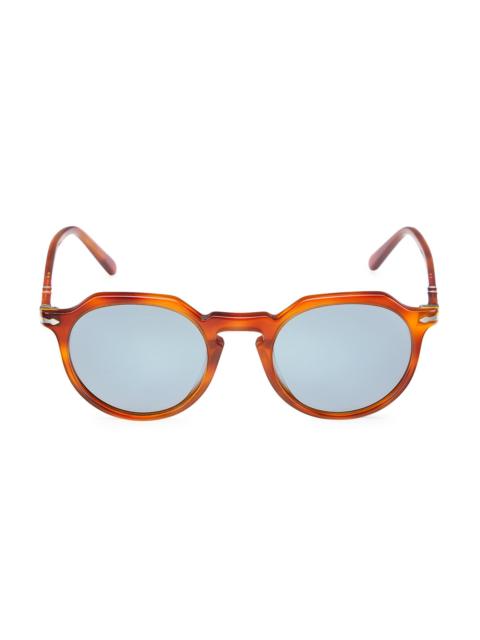 Persol Men's Phantos 52MM Round Sunglasses - Light Brown
