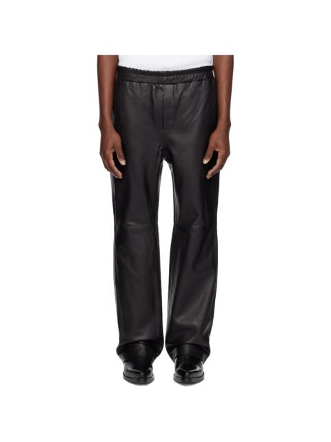 ERNEST W. BAKER Black Elastic Waist Leather Pants