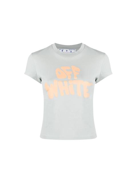 Off-White OFF-WHITE Logo Print Cotton T-Shirt Grey