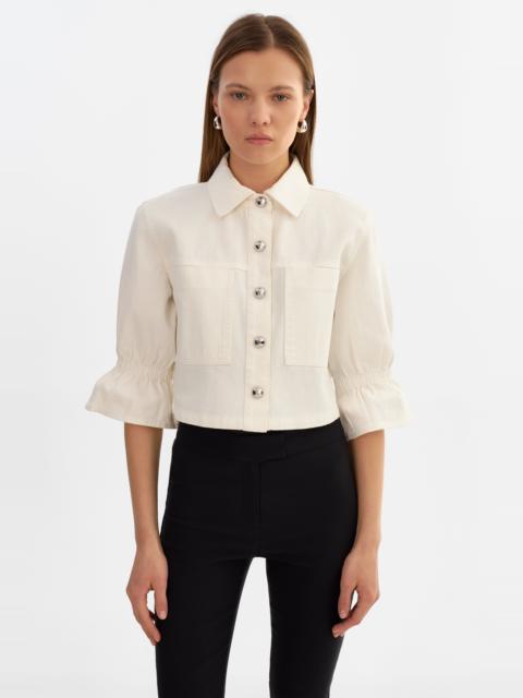 LAMARQUE CAROLINA D | Ruffle Sleeve Denim Jacket