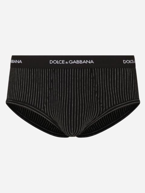 Dolce & Gabbana Mid-rise briefs in striped two-way stretch cotton