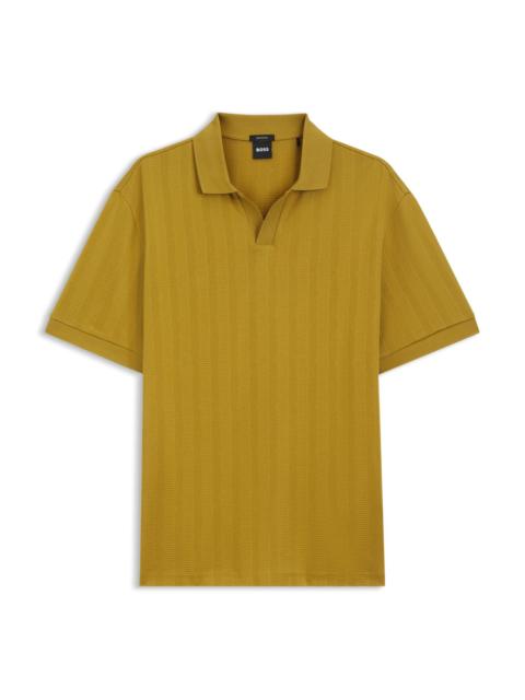 BOSS COTTON-JACQUARD POLO SHIRT WITH JOHNNY COLLAR