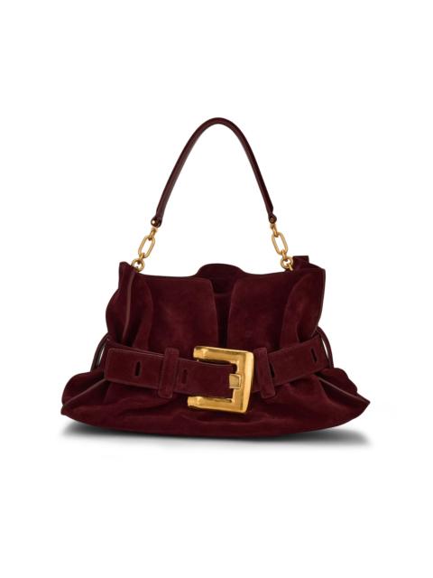 Balmain Women's Medium Anthem Suede Shoulder Bag - Bordeaux