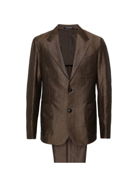 single-breasted linen blend suit