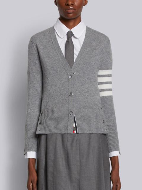 Thom Browne Light Grey Cashmere 4-Bar Classic V-Neck Cardigan