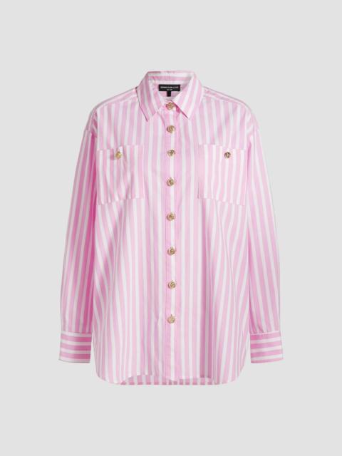 GENERATION LOVE Women's Meggy Striped Poplin Button-Front Shirt - White Pink Stripe