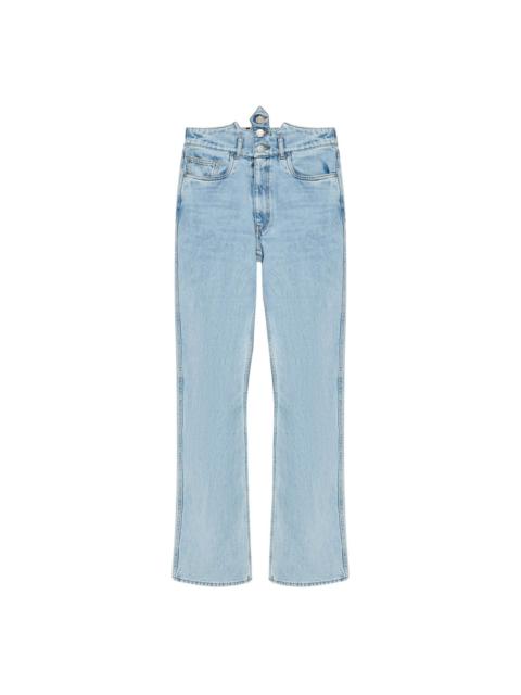 【COPERNI】オープンニー ジーンズ ミッドライズ コットンブルー COPERNI】オープンニー ジーンズ ミッドライズ コットンブルー
