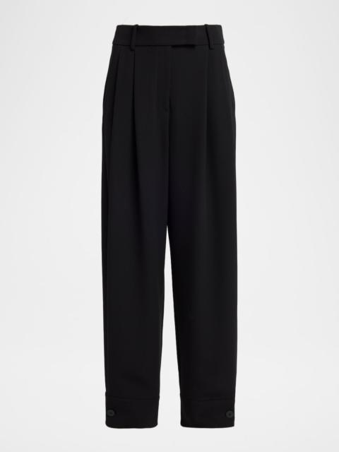 GIORGIO ARMANI Pleated Silk Wide-Leg Cuffed Trousers