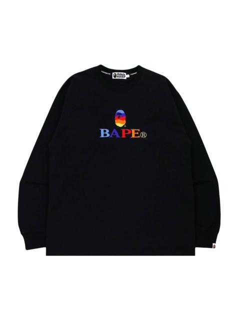 BAPE Embroidery Relaxed Fit Long-Sleeve Tee 'Black'