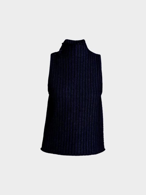 GIORGIO ARMANI Metallic Knit Sleeveless Turtleneck Sweater