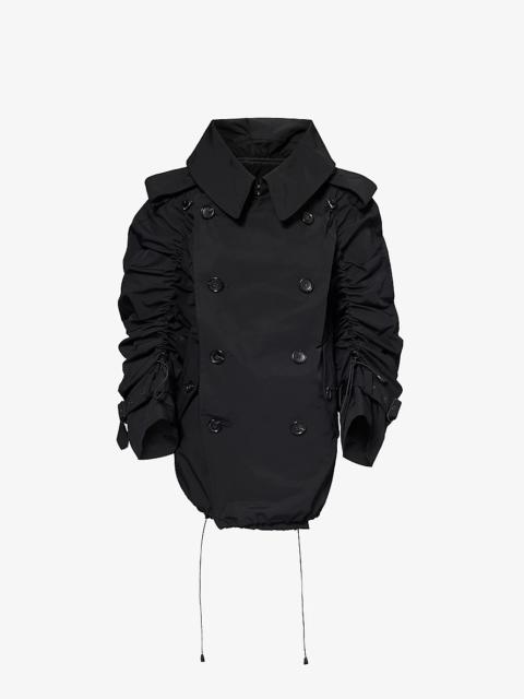 Junya Watanabe Ruched-sleeve double-breasted woven coat