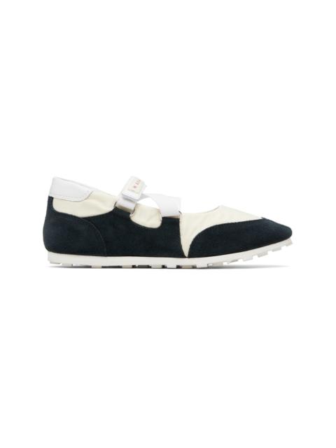 Marni Off-White & Black Mary Jane Velcro Sneakers