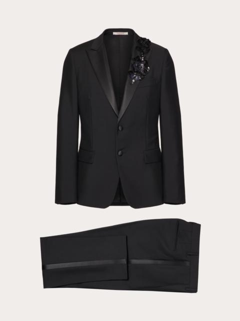 Valentino WOOL TUXEDO WITH EMBROIDERED FLORAL PATCH