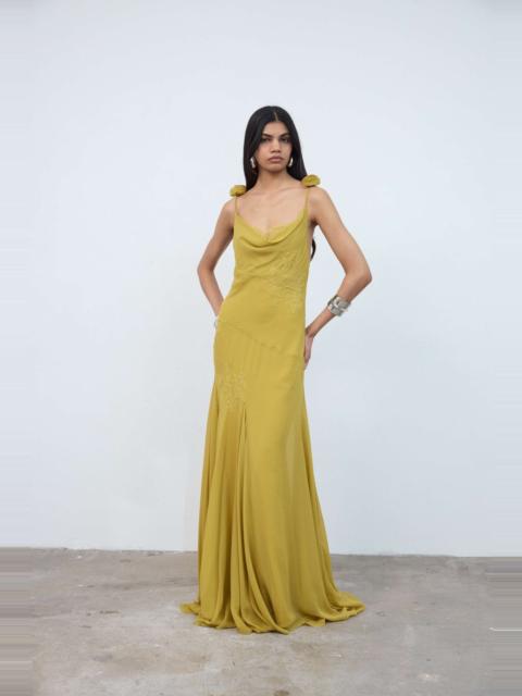 De La Vali DIA MAXI DRESS IN YELLOW SILK CHIFFON