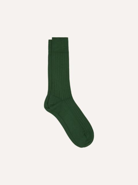 Drake's Green Cotton Mid-Calf Socks