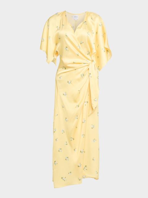 MISA Hadassa Floral Satin Midi Dress