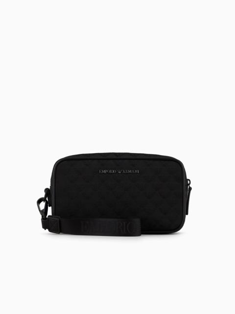 EMPORIO ARMANI Nylon washbag with all-over jacquard eagle