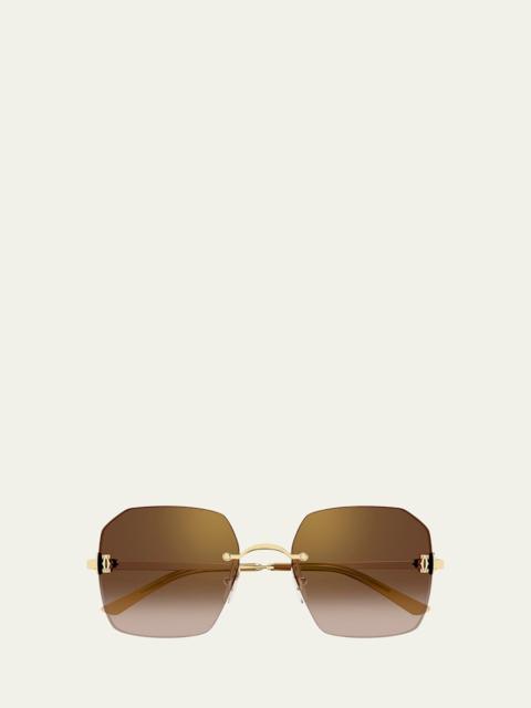 Cartier C de Cartier Rectangular Metal Sunglasses