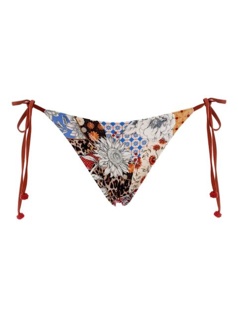 Agua by Agua Bendita patchwork-print tie-side bikini bottoms