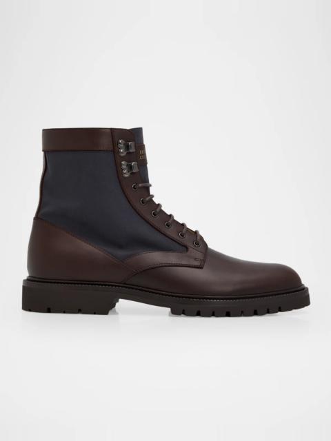Brunello Cucinelli Men's Leather and Textile Lace-Up Boots