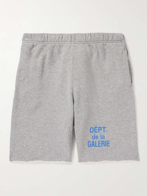 Straight-Leg Logo-Print Frayed Cotton-Jersey Drawstring Shorts