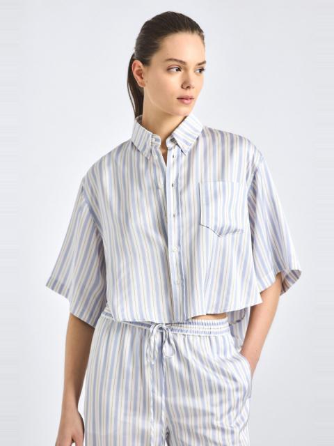 DEREK LAM 10 CROSBY EMBER CROPPED BUTTON DOWN SHIRT