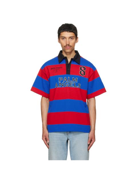 Palm Angels Blue & Red CB Palm Sport Stripes S/S Polo