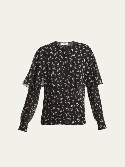 Overlay Ginko Hommage Print on Dots Silk Blouse