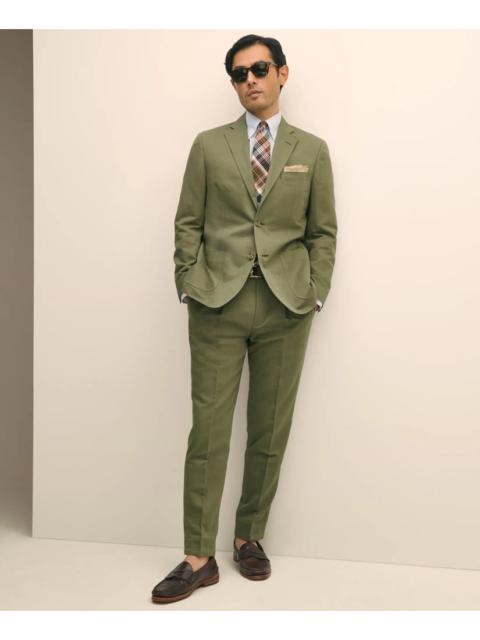 Brooks Brothers Slim Fit Fine Twill Washed Linen-Cotton Single-Pleat Suit Pants
