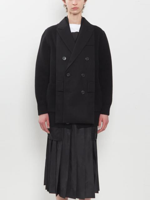 sacai Wool Flannel x Wool Knit Cardigan