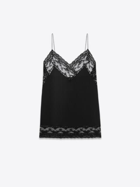 SAINT LAURENT nightgown in silk satin charmeuse and lace