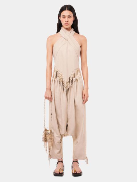 TAILORED BAGGY SAND COLORED PANTS IN WOOL