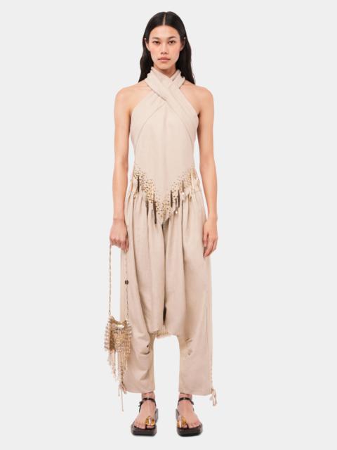 rabanne TAILORED BAGGY SAND COLORED PANTS IN WOOL