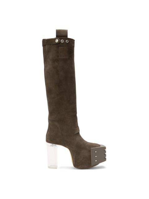 Rick Owens Gray Pull On Platform Boots