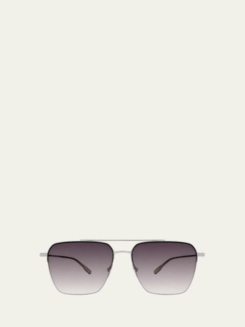 BARTON PERREIRA Men's Double-Bridge Titanium Aviator Sunglasses