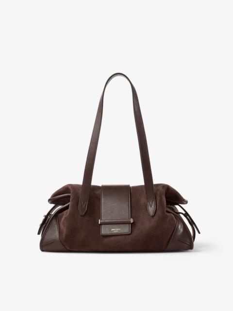 JIMMY CHOO Bar Holdall Medium Chocolate Suede and Biker Leather Holdall Bag
