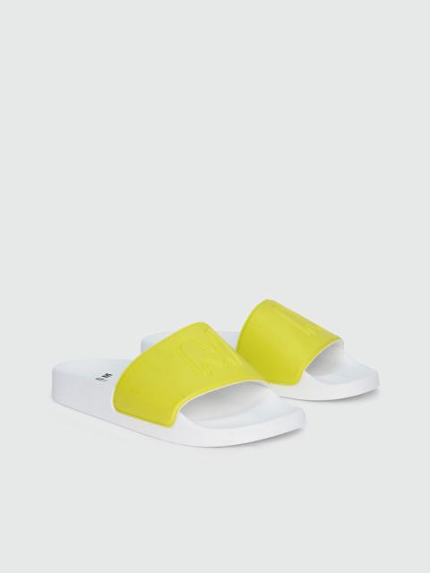MSGM Lime rubber sandals with raised logo