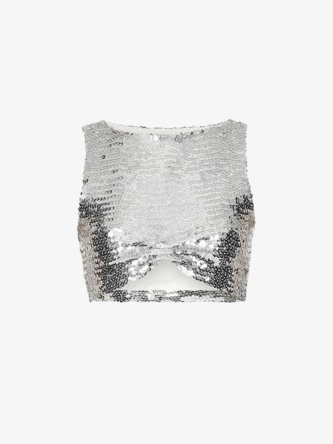 Alaïa Sequin-embellished twist-pattern stretch-woven top