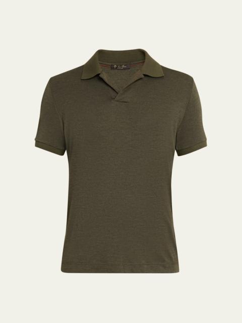 Loro Piana Men's Philion Cashmere and Silk Johnny Collar Polo Shirt