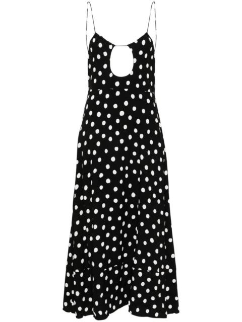 SAINT LAURENT polka-dot cut-out dress