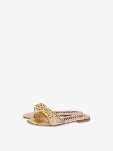 Moschino FOILED JEWEL LOGO FLAT SANDALS